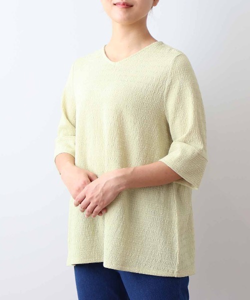 MB mint breeze(エムビーミントブリーズ)の「【L~5L 大きいサイズ】シャーリングニットバックギャザープルオーバー(Tシャツ/カットソー・レディース・ブラック/グリーン/カーキ・5L/3L/LL/4L/L)」の4枚目の写真