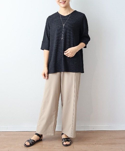 MB mint breeze(エムビーミントブリーズ)の「【L~5L 大きいサイズ】シャーリングニットバックギャザープルオーバー(Tシャツ/カットソー・レディース・ブラック/グリーン/カーキ・5L/3L/LL/4L/L)」の5枚目の写真