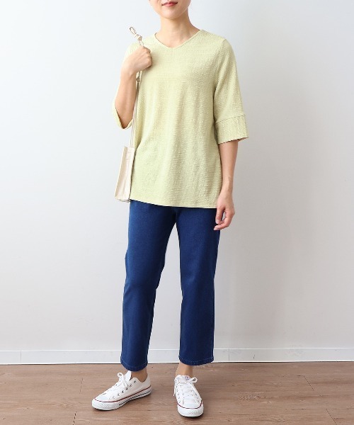 MB mint breeze(エムビーミントブリーズ)の「【L~5L 大きいサイズ】シャーリングニットバックギャザープルオーバー(Tシャツ/カットソー・レディース・ブラック/グリーン/カーキ・5L/3L/LL/4L/L)」の8枚目の写真