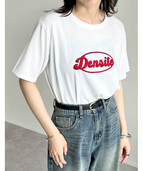 Re:EDIT（リエディ）の「[華奢見えが叶う][UVカット][接触冷感][紫外線対策]チェーン刺繍ロゴTシャツ（Tシャツ/カットソー・レディース・ブラック/ホワイト/ホワイト系その他・MEDIUM/LARGE）」の9枚目の写真