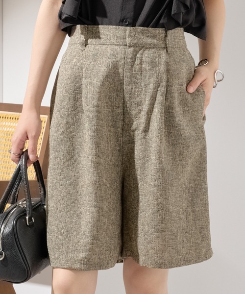 MAISON BREEZE(メゾンブリーズ)の「【MAISON BREEZE】サマーツイードタックハーフパンツ DTK(その他パンツ・レディース・ブラウン/ブラック/グレー・FREE)」の9枚目の写真
