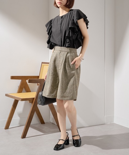 MAISON BREEZE(メゾンブリーズ)の「【MAISON BREEZE】サマーツイードタックハーフパンツ DTK(その他パンツ・レディース・ブラウン/ブラック/グレー・FREE)」の12枚目の写真