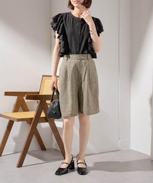 MAISON BREEZE(メゾンブリーズ)の「【MAISON BREEZE】サマーツイードタックハーフパンツ DTK(その他パンツ・レディース・ブラウン/ブラック/グレー・FREE)」の13枚目の写真