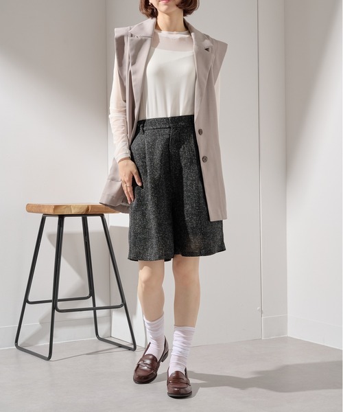 MAISON BREEZE(メゾンブリーズ)の「【MAISON BREEZE】サマーツイードタックハーフパンツ DTK(その他パンツ・レディース・ブラウン/ブラック/グレー・FREE)」の7枚目の写真