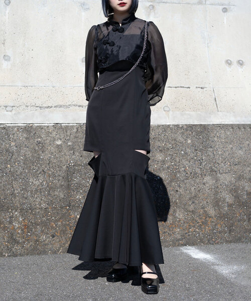 Mavie..7（メヴィセットゥ）の「【Mavie..7】2set itemワンピ×ブラウス（ワンピース・レディース・ブラック・FREE）」の3枚目の写真