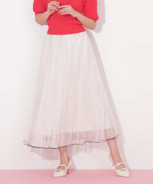 JILL by JILL STUART(ジルバイジルスチュアート)の「◇ダブルメロウチュールプリーツスカート(スカート・レディース・チャコールグレー/ホワイト系その他/ライトグレー・FREE)」の2枚目の写真