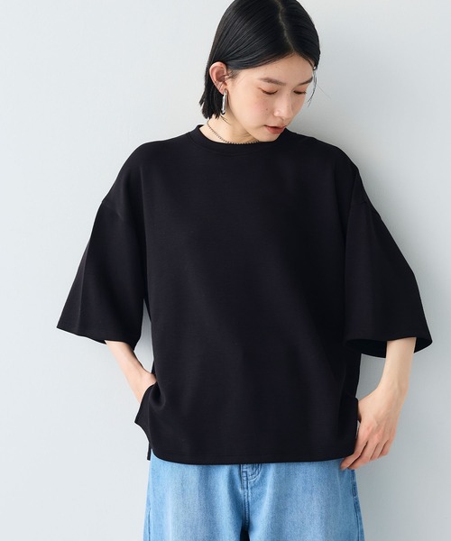 CROSS FUNCTION（クロスファンクション）の「《シワになりにくい》なめらかダンボール ビッグシルエットTシャツ【CF/クロスファンクション】（Tシャツ/カットソー・レディース・ライトピンク/ライトイエロー/オフホワイト/ライトグレー/ブラウン/ブラック・L/M/LL）」の21枚目の写真