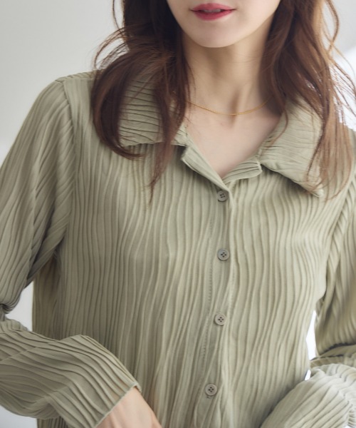 RU.TI.LE（ルチル）の「【RU.TI.LE】ウェーブカットジャガードトップス（Tシャツ/カットソー・レディース・カーキ/ホワイト/ベージュ・MEDIUM）」の10枚目の写真