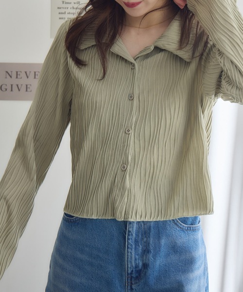 RU.TI.LE（ルチル）の「【RU.TI.LE】ウェーブカットジャガードトップス（Tシャツ/カットソー・レディース・カーキ/ホワイト/ベージュ・MEDIUM）」の11枚目の写真