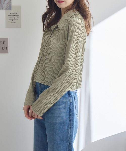RU.TI.LE（ルチル）の「【RU.TI.LE】ウェーブカットジャガードトップス（Tシャツ/カットソー・レディース・カーキ/ホワイト/ベージュ・MEDIUM）」の12枚目の写真