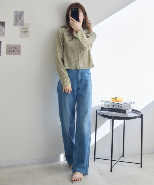 RU.TI.LE（ルチル）の「【RU.TI.LE】ウェーブカットジャガードトップス（Tシャツ/カットソー・レディース・カーキ/ホワイト/ベージュ・MEDIUM）」の17枚目の写真