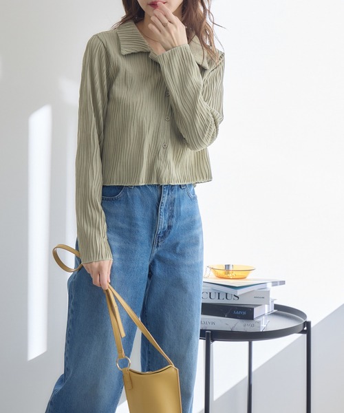 RU.TI.LE（ルチル）の「【RU.TI.LE】ウェーブカットジャガードトップス（Tシャツ/カットソー・レディース・カーキ/ホワイト/ベージュ・MEDIUM）」の18枚目の写真
