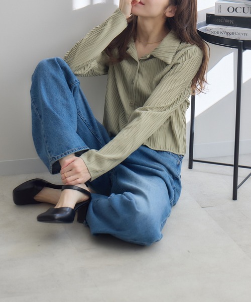 RU.TI.LE（ルチル）の「【RU.TI.LE】ウェーブカットジャガードトップス（Tシャツ/カットソー・レディース・カーキ/ホワイト/ベージュ・MEDIUM）」の19枚目の写真