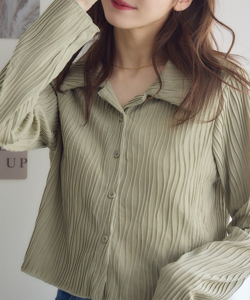 RU.TI.LE（ルチル）の「【RU.TI.LE】ウェーブカットジャガードトップス（Tシャツ/カットソー・レディース・カーキ/ホワイト/ベージュ・MEDIUM）」の6枚目の写真