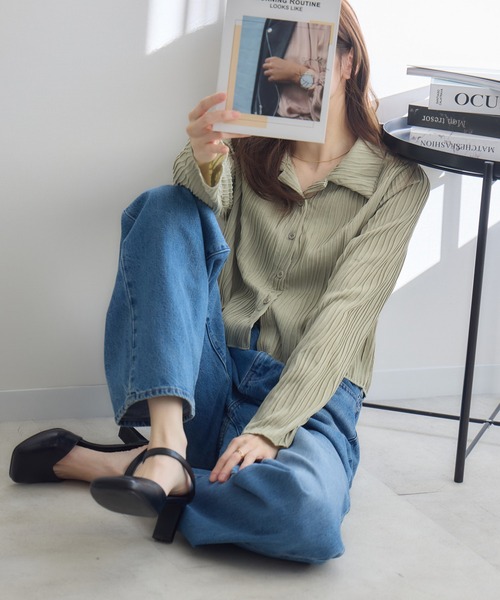 RU.TI.LE（ルチル）の「【RU.TI.LE】ウェーブカットジャガードトップス（Tシャツ/カットソー・レディース・カーキ/ホワイト/ベージュ・MEDIUM）」の7枚目の写真