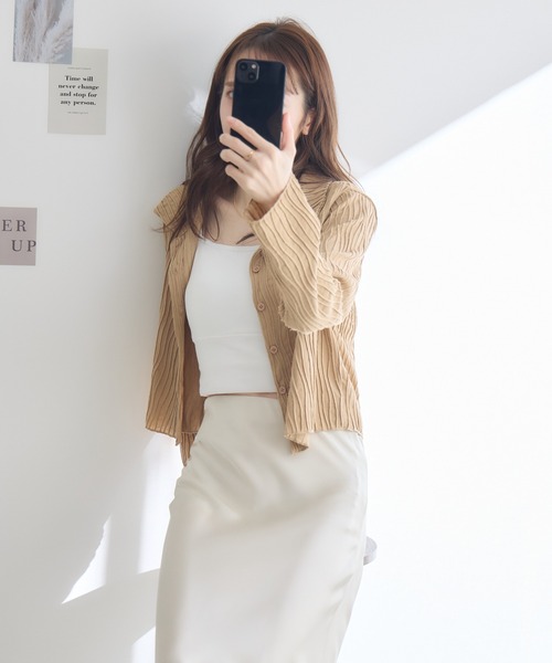 RU.TI.LE（ルチル）の「【RU.TI.LE】ウェーブカットジャガードトップス（Tシャツ/カットソー・レディース・カーキ/ホワイト/ベージュ・MEDIUM）」の9枚目の写真