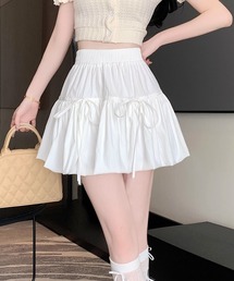 リボン付 フレアミニスカート