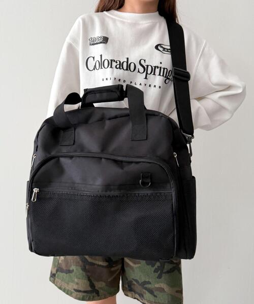 WEGO（ウィゴー）の「WEGO/2way拡張ボストンバッグ（ショルダーバッグ・レディース・トリコロール/グレー/ブラック・FREE）」の6枚目の写真