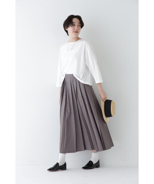 human woman（ヒューマンウーマン）の「◆リネンライクブッチャーランダムプリーツスカート（スカート・レディース・カーキ/ベージュ系その他2・MEDIUM/SMALL）」の19枚目の写真
