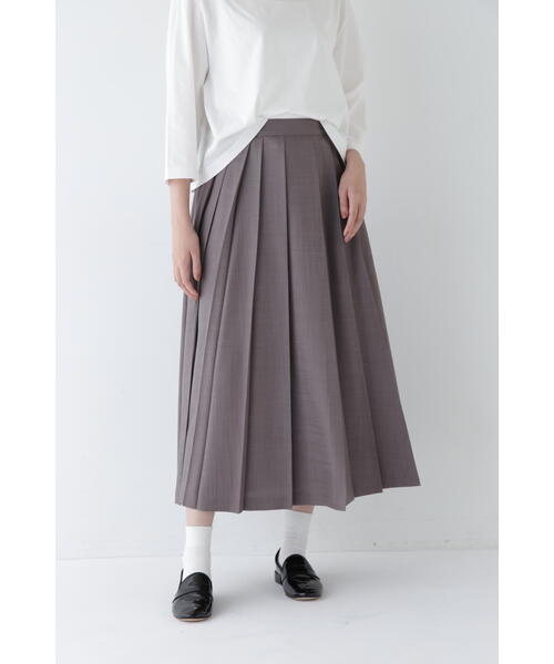 human woman（ヒューマンウーマン）の「◆リネンライクブッチャーランダムプリーツスカート（スカート・レディース・カーキ/ベージュ系その他2・MEDIUM/SMALL）」の3枚目の写真