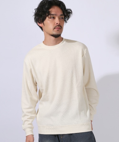 LUXSTYLE(ラグスタイル)の「ミラノリブニットソークルーネックロンT(ニット/セーター・メンズ・ブルー/ホワイト/ブラック・M/L)」の6枚目の写真
