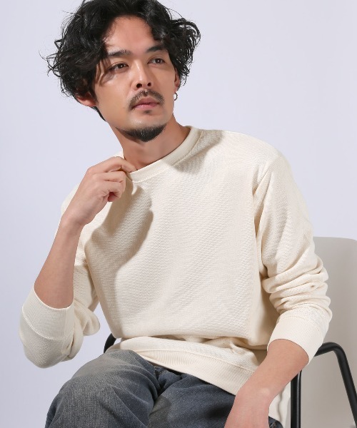 LUXSTYLE(ラグスタイル)の「ミラノリブニットソークルーネックロンT(ニット/セーター・メンズ・ブルー/ホワイト/ブラック・M/L)」の8枚目の写真