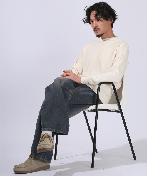 LUXSTYLE(ラグスタイル)の「ミラノリブニットソークルーネックロンT(ニット/セーター・メンズ・ブルー/ホワイト/ブラック・M/L)」の9枚目の写真