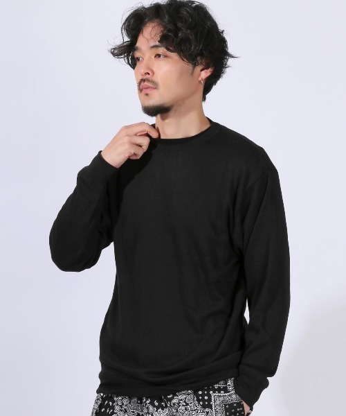 LUXSTYLE(ラグスタイル)の「ミラノリブニットソークルーネックロンT(ニット/セーター・メンズ・ブルー/ホワイト/ブラック・M/L)」の12枚目の写真