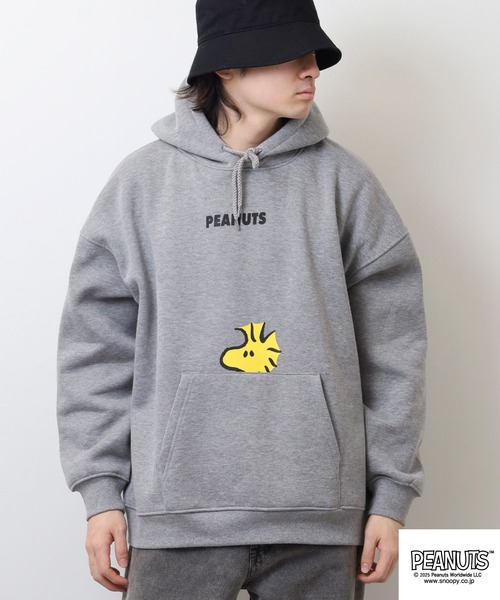 PEANUTS（ピーナッツ）の「PEANUTS 裏起毛プルパーカー（パーカー・メンズ・グリーン/レモンイエロー/杢グレー・S/M/L）」の22枚目の写真
