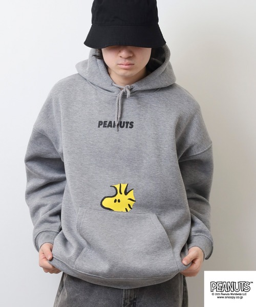 PEANUTS（ピーナッツ）の「PEANUTS 裏起毛プルパーカー（パーカー・メンズ・グリーン/レモンイエロー/杢グレー・S/M/L）」の21枚目の写真