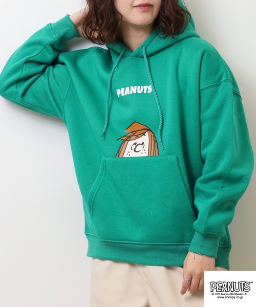 PEANUTS（ピーナッツ）の「PEANUTS 裏起毛プルパーカー（パーカー・メンズ・グリーン/レモンイエロー/杢グレー・S/M/L）」の17枚目の写真
