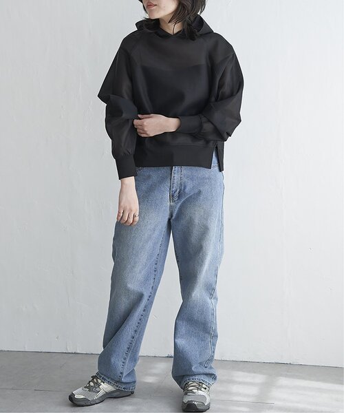 VENCEEXCHANGE（ヴァンスエクスチェンジ）の「ダンボールシアーパーカー（パーカー・レディース・ライトグレー/オフホワイト/ブラック・FREE）」の8枚目の写真