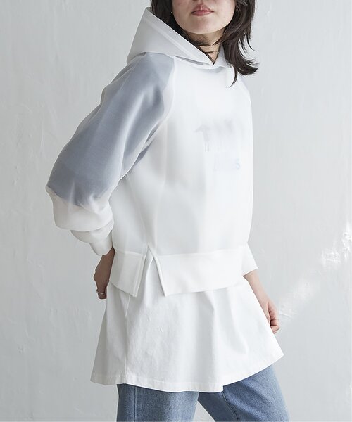 VENCEEXCHANGE（ヴァンスエクスチェンジ）の「ダンボールシアーパーカー（パーカー・レディース・ライトグレー/オフホワイト/ブラック・FREE）」の12枚目の写真