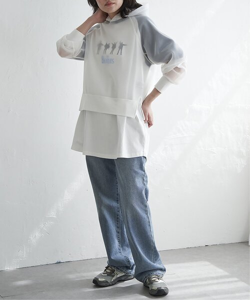 VENCEEXCHANGE（ヴァンスエクスチェンジ）の「ダンボールシアーパーカー（パーカー・レディース・ライトグレー/オフホワイト/ブラック・FREE）」の13枚目の写真