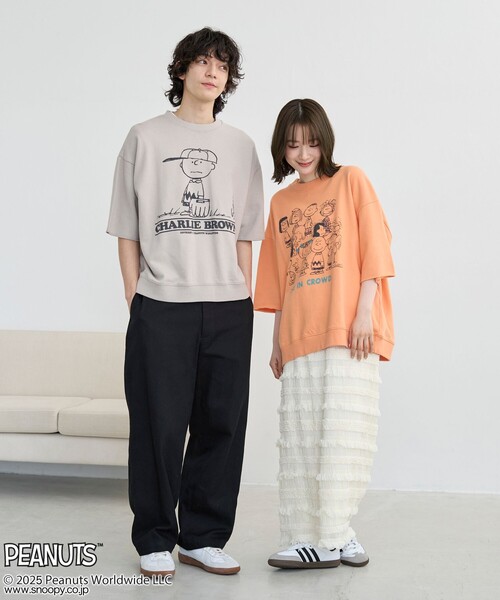 PEANUTS（ピーナッツ）の「PEANUTS(ピーナッツ)×coen 半袖プリントスウェット（Tシャツ/カットソー・メンズ・ナチュラル/ケリーグリーン/オレンジ・M/L/XL）」の5枚目の写真