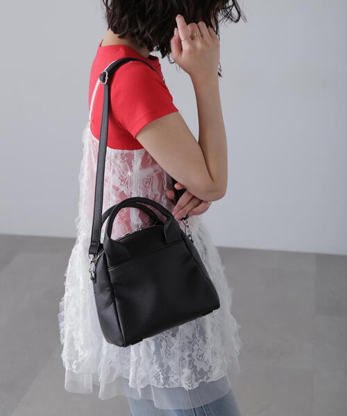 FREE'S MART（フリーズマート）の「◆スクエアハンドルバッグ（トートバッグ・レディース・ブラック/ホワイト・ﾌﾘ-）」の3枚目の写真