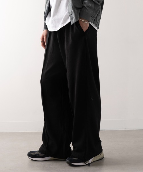 ワイドスウェットパンツ 2color 】3ストラップサイドリボンワイドスウェットパンツ