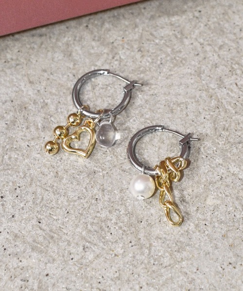 GOLDY(ゴールディ)の「ルーカス ハート マルチ チャーム ピアス(ピアス(両耳用)・レディース・シルバー×ゴールド/ゴールド/シルバー・FREE)」の3枚目の写真