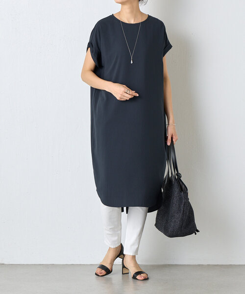 BEARDSLEY（ビアズリー）の「ストレッチジョーゼットフレンチワンピ（ワンピース・レディース・ネイビー/ブラック・1/0）」の2枚目の写真