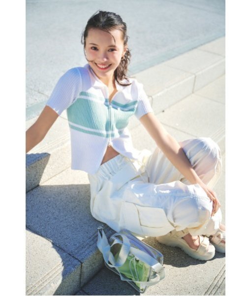 LOVETOXIC（ラブトキシック）の「【アラエル】半袖ジップニット（ニット/セーター・キッズ・ブラック/ネイビー/グレー/オフホワイト・S:140cm/M:150cm/L:160cm）」の5枚目の写真