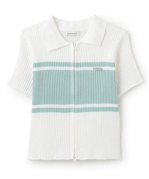 LOVETOXIC（ラブトキシック）の「【アラエル】半袖ジップニット（ニット/セーター・キッズ・ブラック/ネイビー/グレー/オフホワイト・S:140cm/M:150cm/L:160cm）」の7枚目の写真