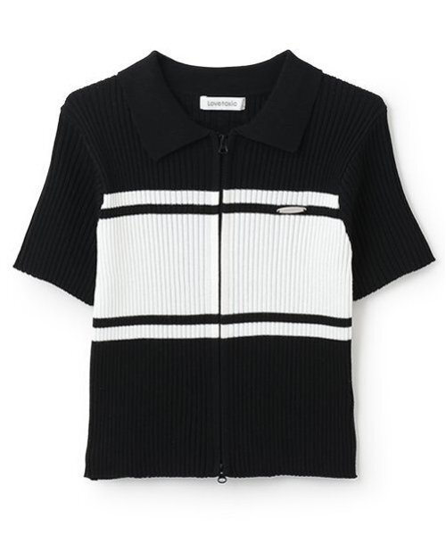 LOVETOXIC（ラブトキシック）の「【アラエル】半袖ジップニット（ニット/セーター・キッズ・ブラック/ネイビー/グレー/オフホワイト・S:140cm/M:150cm/L:160cm）」の9枚目の写真