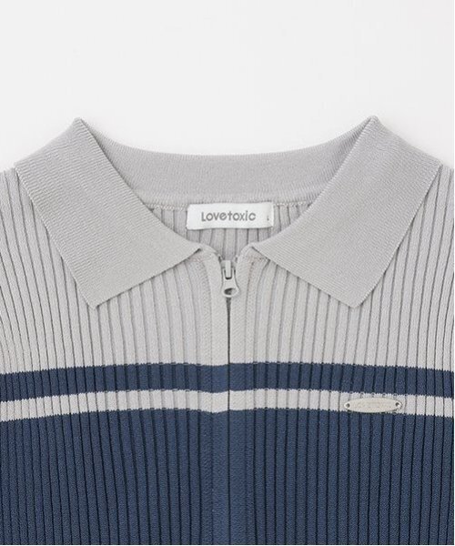 LOVETOXIC（ラブトキシック）の「【アラエル】半袖ジップニット（ニット/セーター・キッズ・ブラック/ネイビー/グレー/オフホワイト・S:140cm/M:150cm/L:160cm）」の12枚目の写真