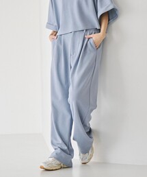 【防しわ/マシンウォッシュ】ネップジョーゼットタックパンツ