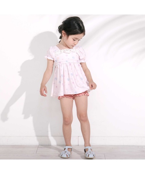 SLAP SLIP（スラップスリップ）の「シェル柄フロントレースパフスリーブセパレート型スイムウェア(90~130cm)（水着・キッズ・ピンク系その他/ブルー系その他・90cm/100cm/110cm/120cm/130cm）」の5枚目の写真