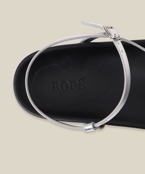 ROPE ロペ ナローサンダル ブラック セール】スプリットレザーナローベルトサンダル（サンダル