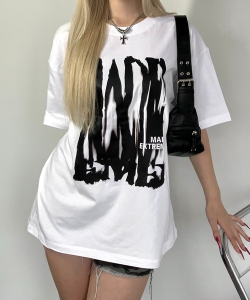 link lot（リンクロット）の「ロゴプリントビッグシルエットT レトロレター ストリート 男女兼用（Tシャツ/カットソー・メンズ・ブラック/ホワイト・M/L）」の14枚目の写真