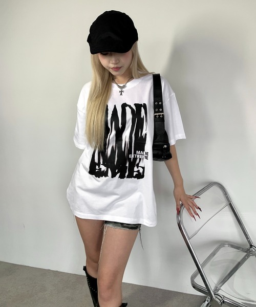link lot（リンクロット）の「ロゴプリントビッグシルエットT レトロレター ストリート 男女兼用（Tシャツ/カットソー・メンズ・ブラック/ホワイト・M/L）」の15枚目の写真