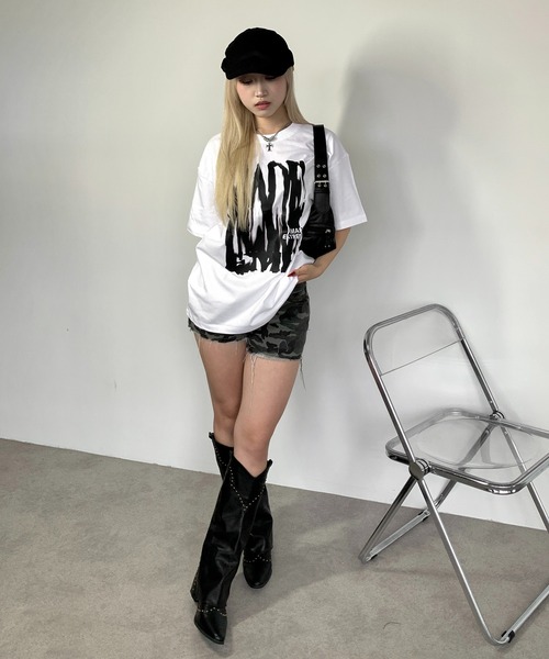 link lot（リンクロット）の「ロゴプリントビッグシルエットT レトロレター ストリート 男女兼用（Tシャツ/カットソー・メンズ・ブラック/ホワイト・M/L）」の17枚目の写真
