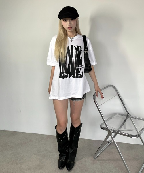 link lot（リンクロット）の「ロゴプリントビッグシルエットT レトロレター ストリート 男女兼用（Tシャツ/カットソー・メンズ・ブラック/ホワイト・M/L）」の18枚目の写真